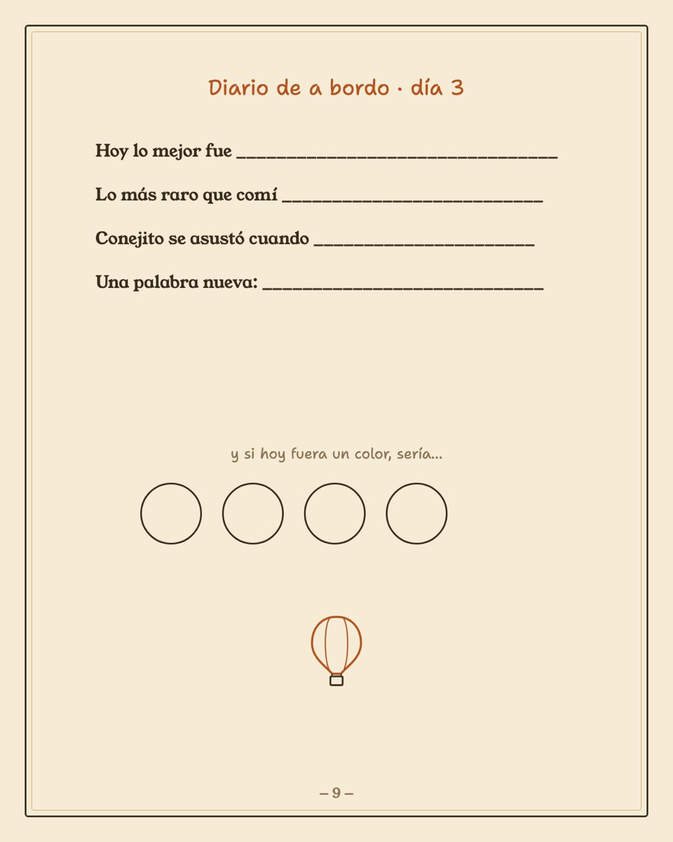 Diario de a bordo con espacios para escribir y pintar